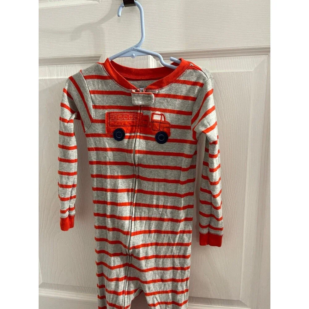 Just One You by Carter’s Firetruck Footed Pajamas Size 5T Red/Gray